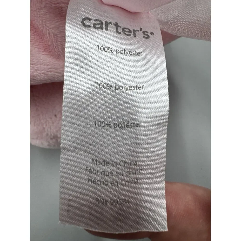 Carter's Pink Teddy Lovey Rattle Plush Satin Ruffle Security Blanket